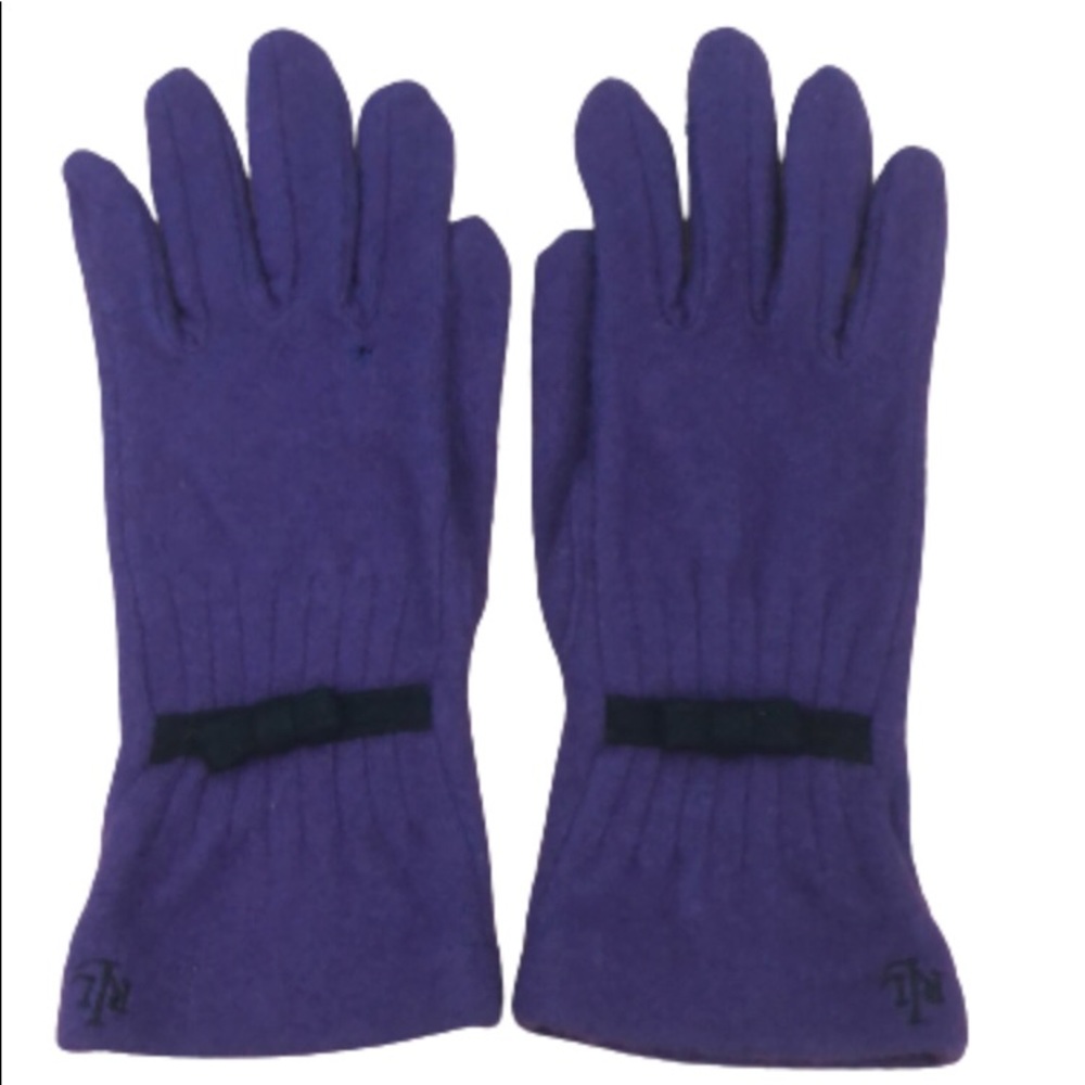 LAUREN RALPH LAUREN CASHMERE BLEND GLOVES WITH BOWS•M